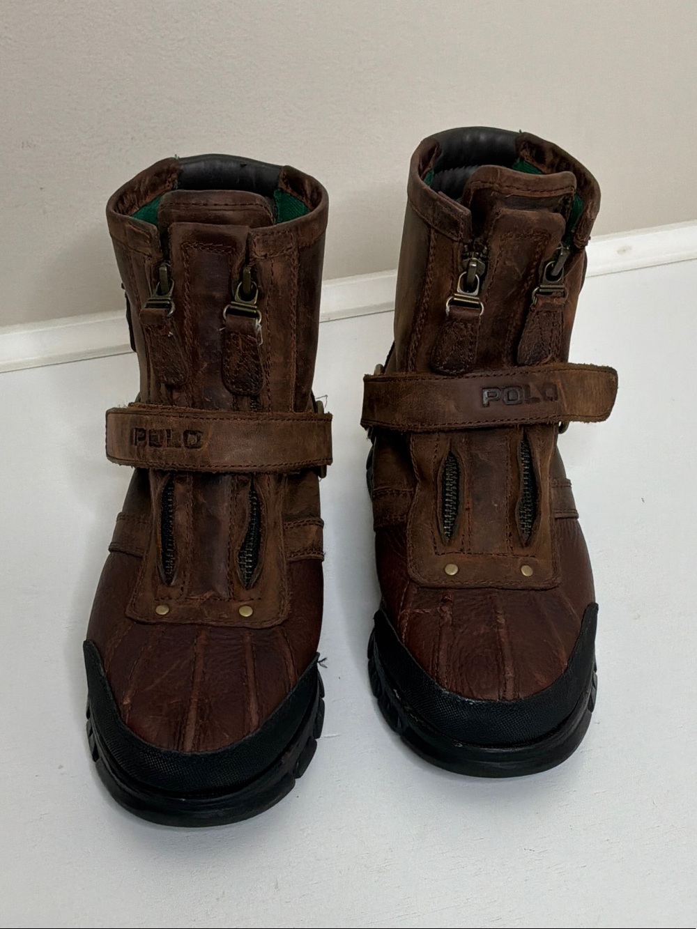 Polo Ralph Lauren Conquest Hi lll Duck Boots Zip 7.5 D Brown Leather Men's Boots